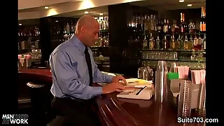 Hottie long haired merry gives blowjob relating to a bald guy