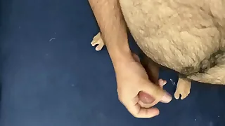 hairy Superannuated man masturbating